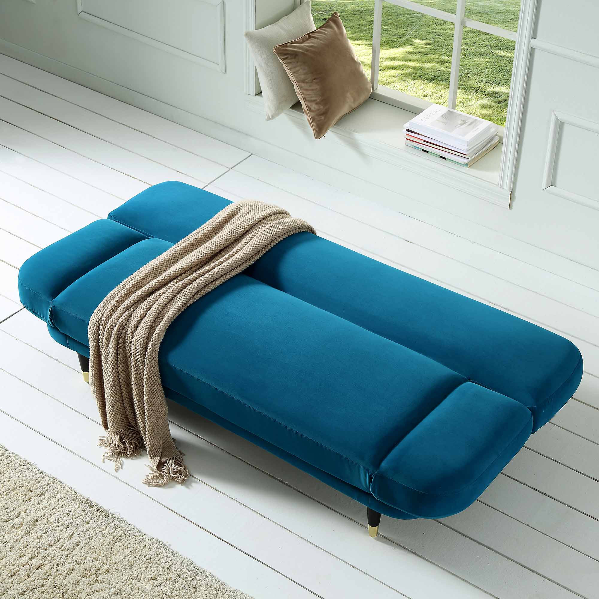 Solna 2-Seater Sofa Bed, Teal Velvet