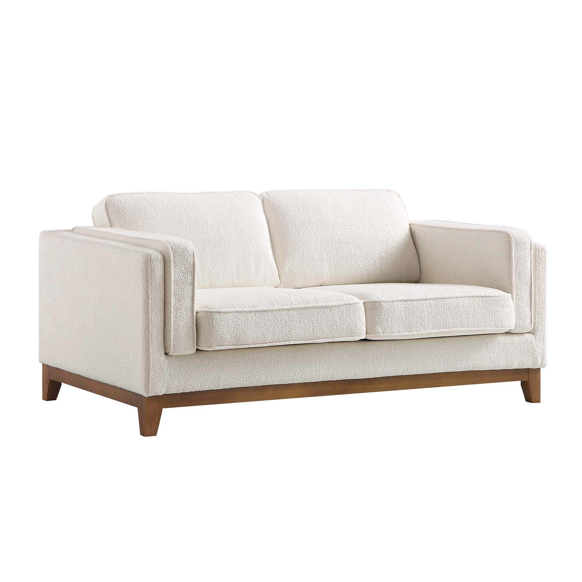 Dipley Beige Boucle Fabric Sofa, 2-Seater