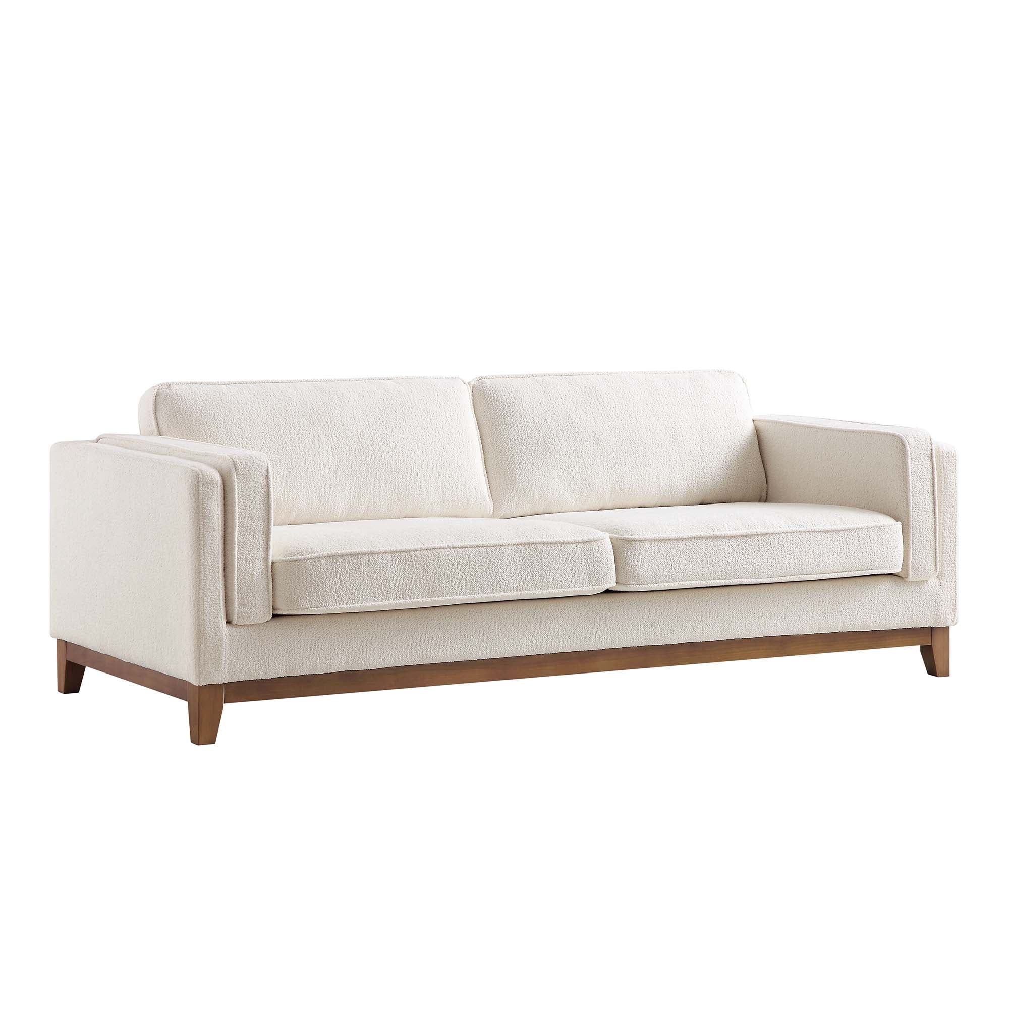 Dipley Beige Boucle Fabric Sofa, 3-Seater