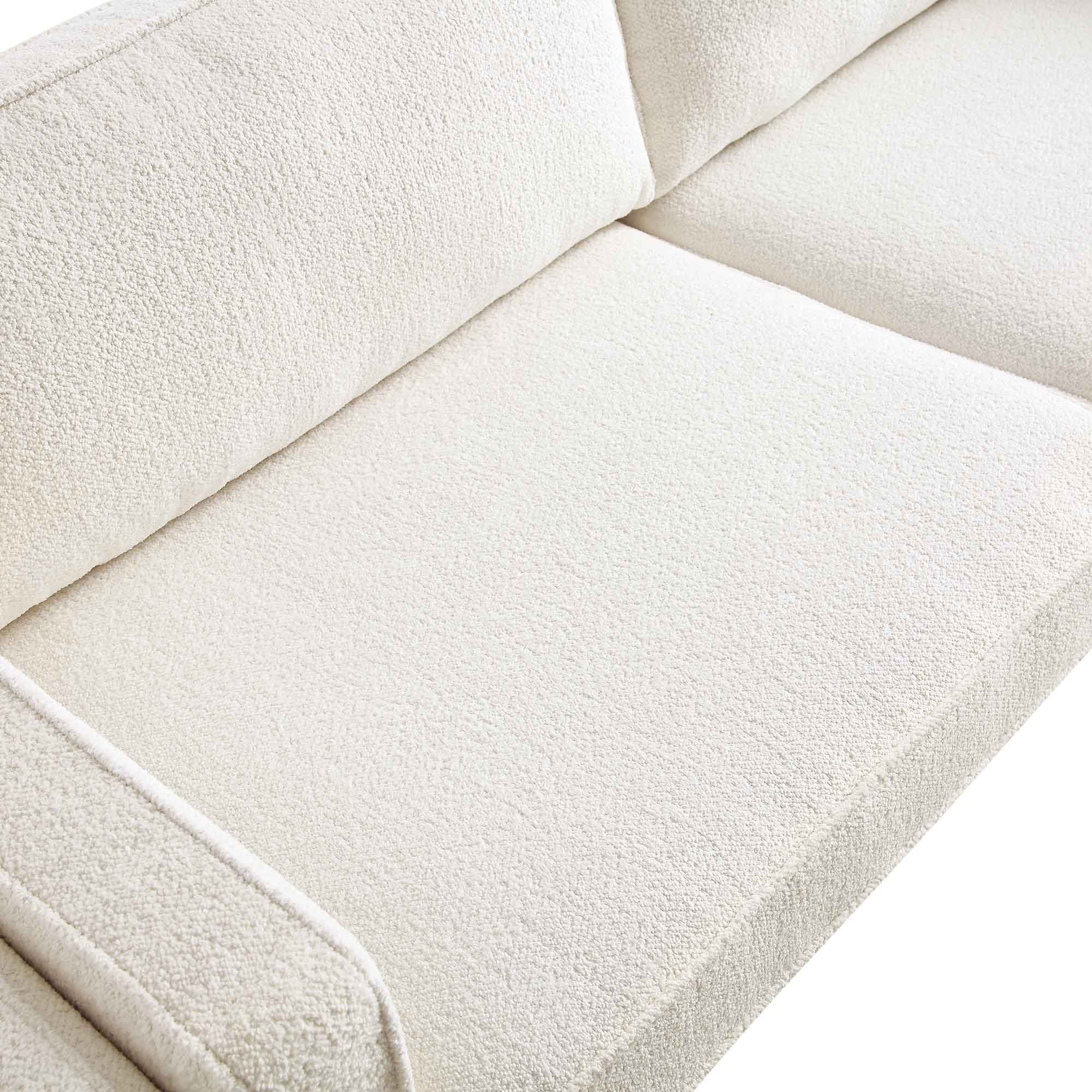 Dipley Beige Boucle Fabric Sofa, 3-Seater