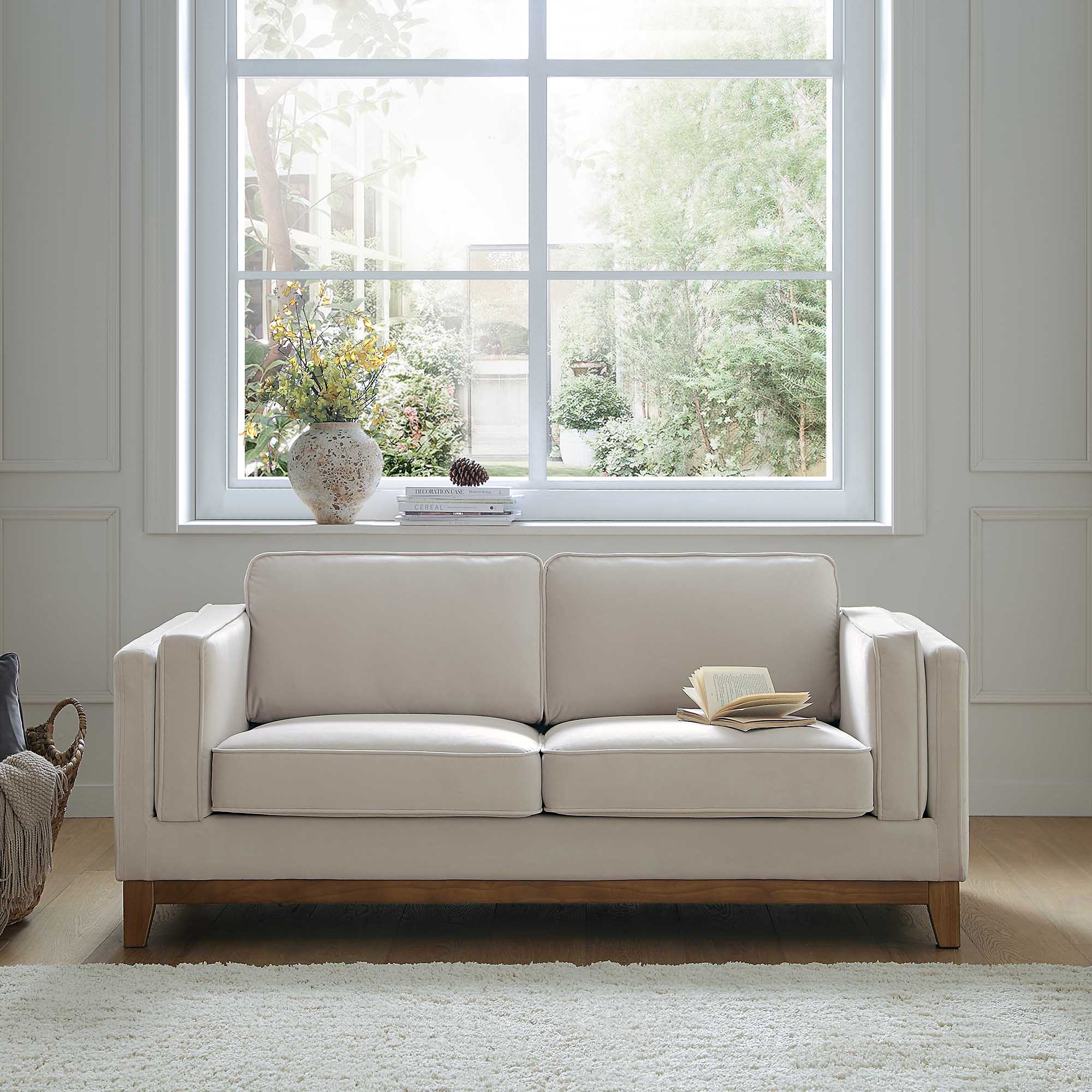 Dipley Champagne Velvet Sofa, 2-Seater