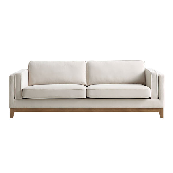 Dipley Champagne Velvet Sofa, 3-Seater