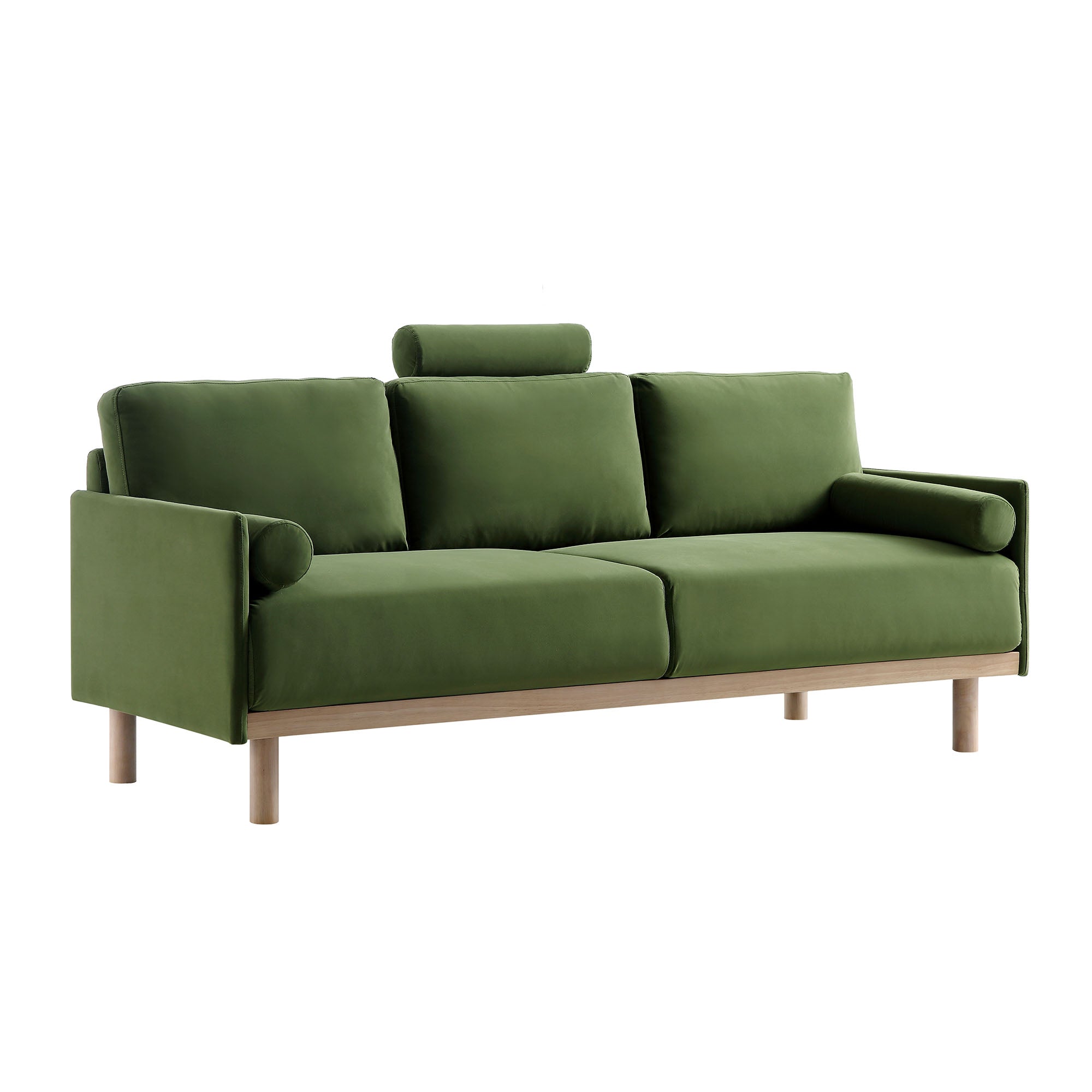 Timber Fern Green Velvet Sofa, 3-Seater