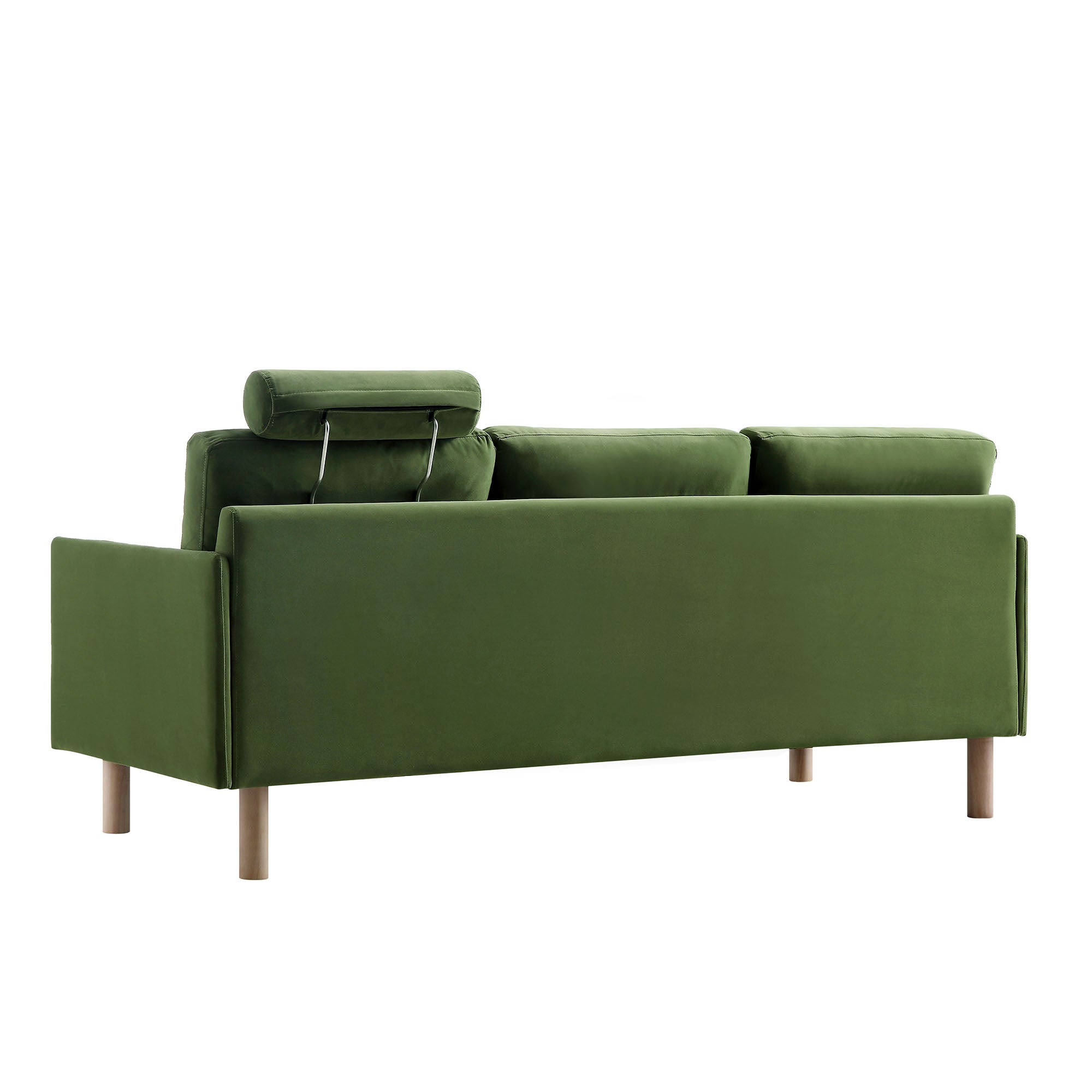 Timber Fern Green Velvet Sofa, 3-Seater