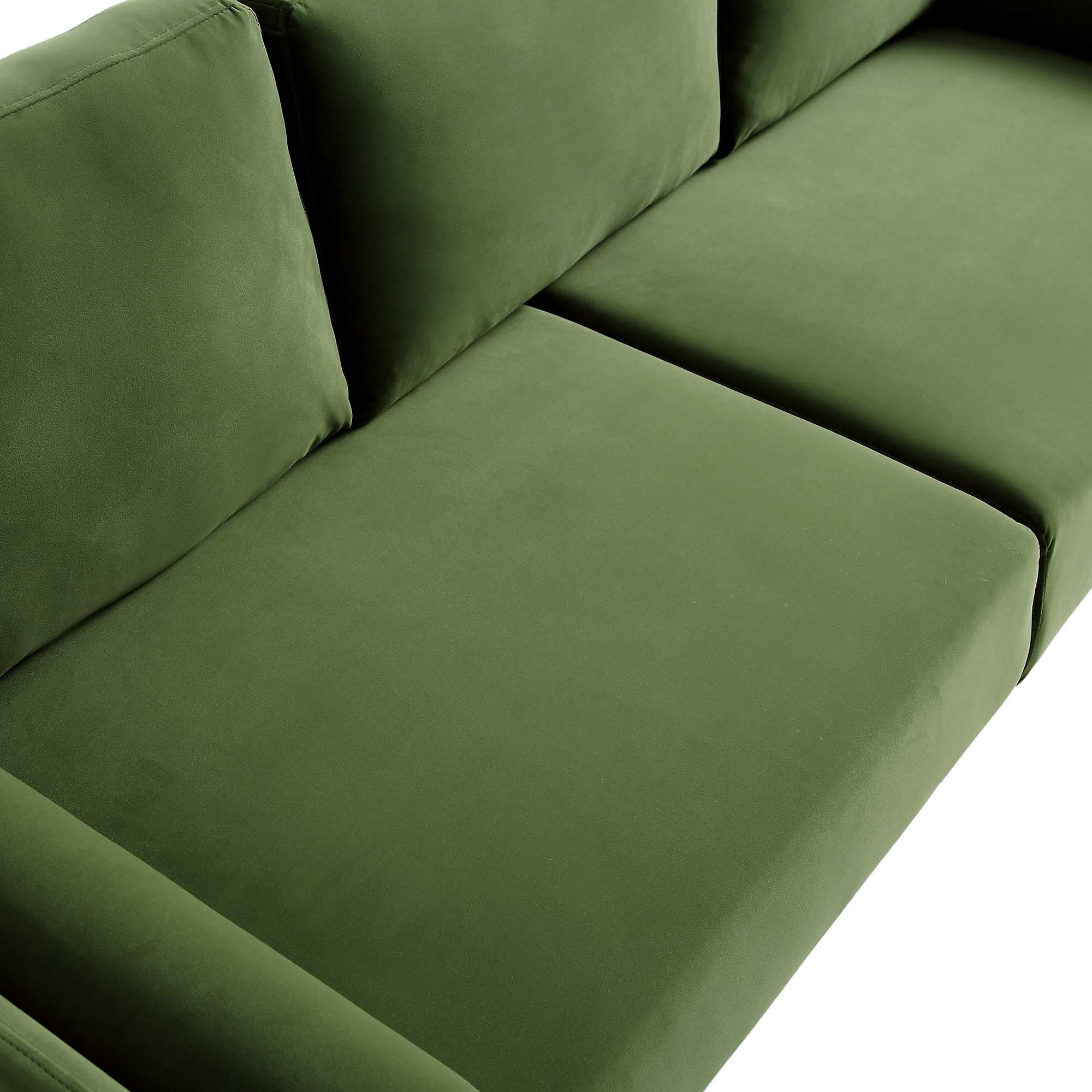 Timber Fern Green Velvet Sofa, 3-Seater