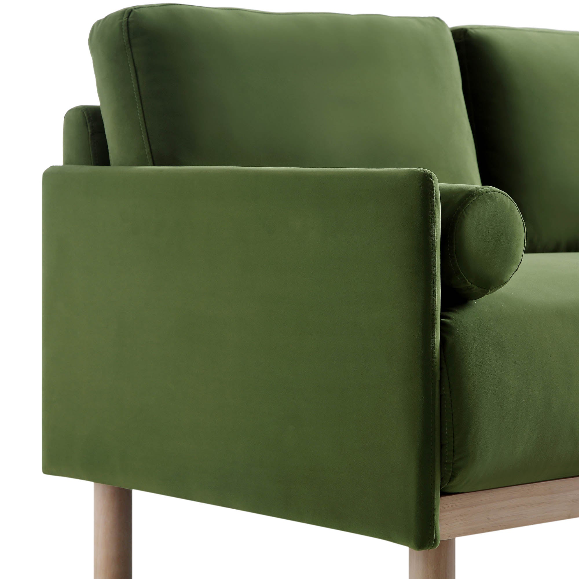 Timber Fern Green Velvet Sofa, 3-Seater