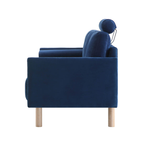 Timber Navy Blue Velvet Sofa, 3-Seater