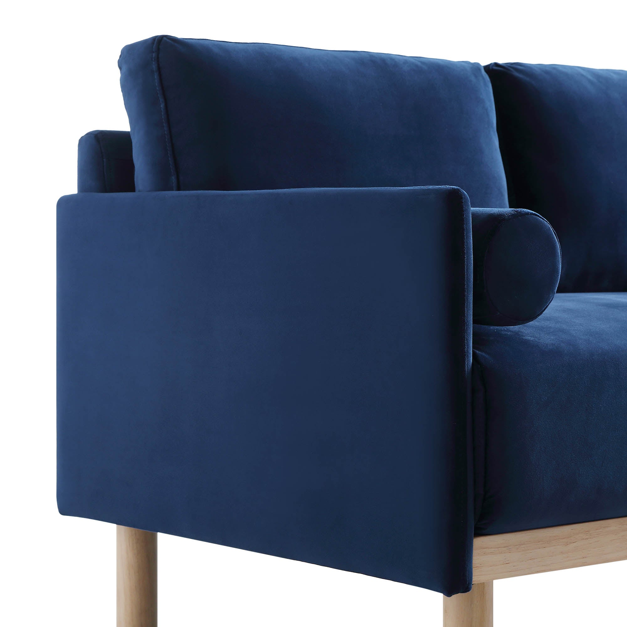 Timber Navy Blue Velvet Sofa, 3-Seater