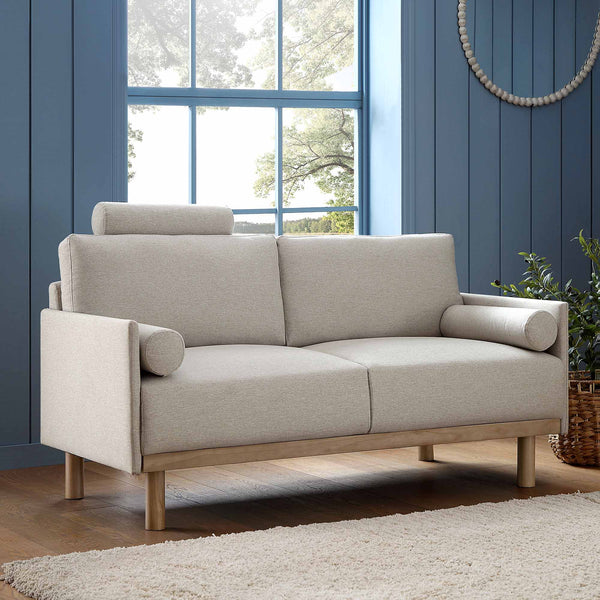 Timber Oatmeal Fabric Sofa, 2-Seater