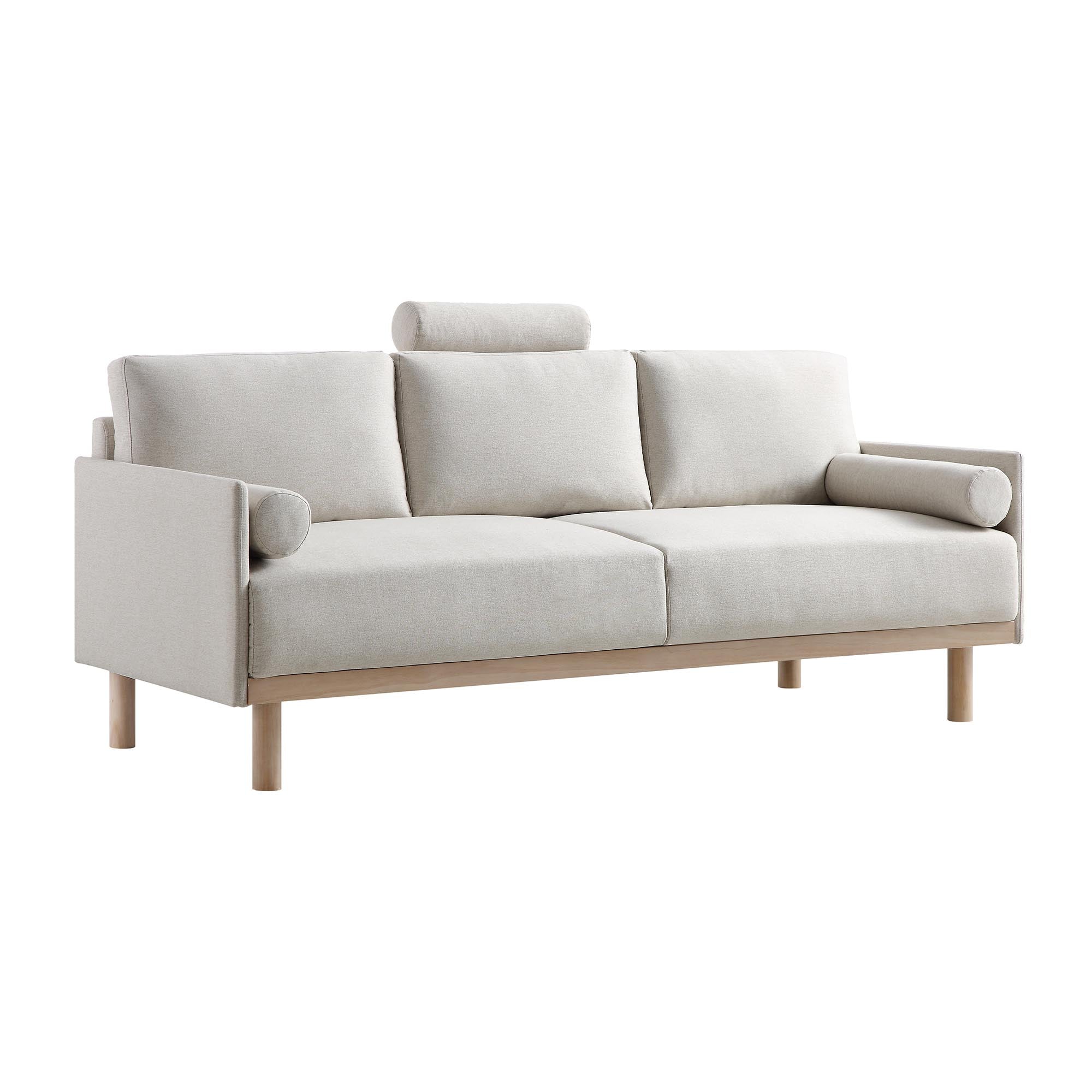 Timber Oatmeal Fabric Sofa, 3-Seater