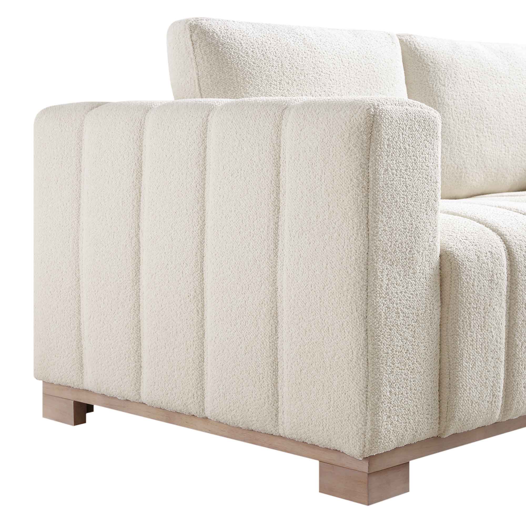 Belsize Beige Boucle Sofa with Wooden Base, 2-Seater