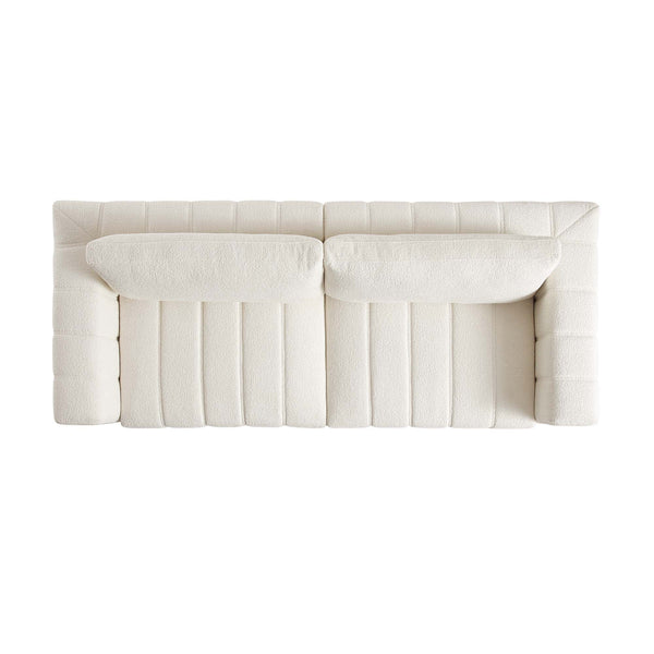 Belsize Beige Boucle Sofa with Wooden Base, 3-Seater