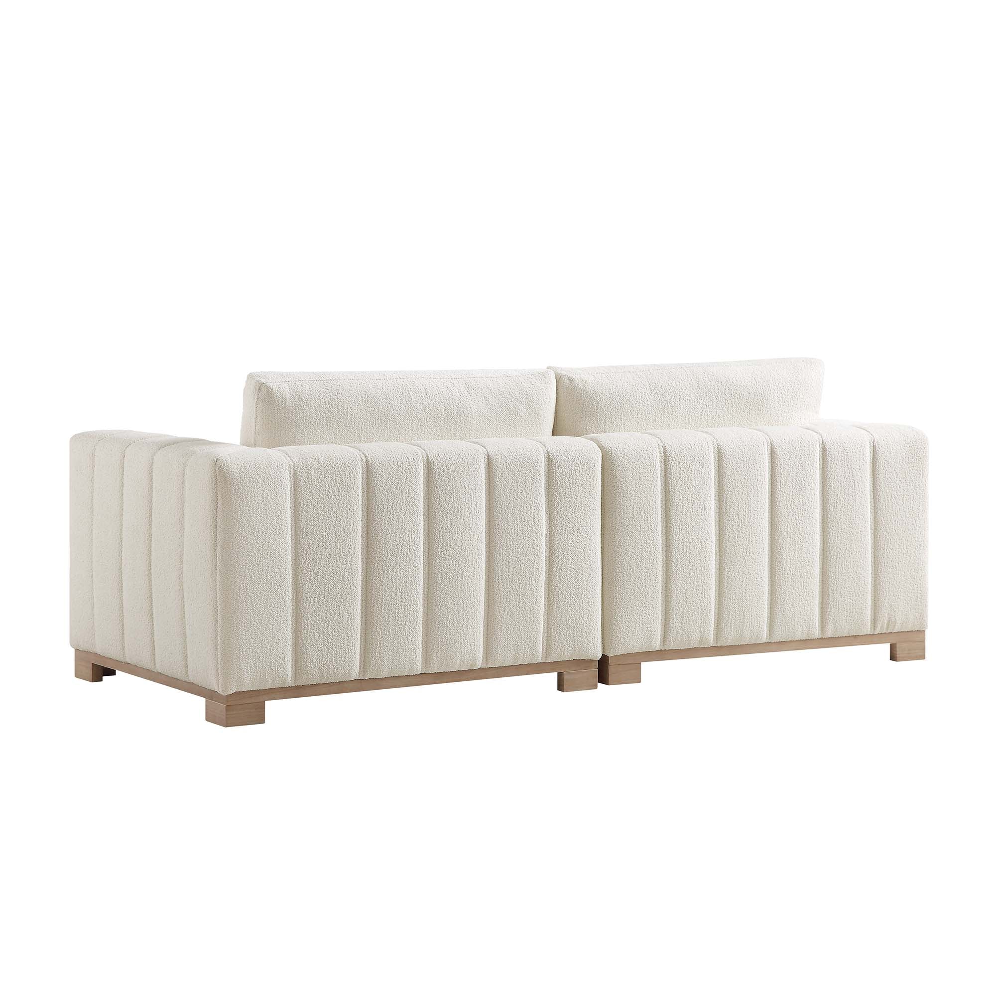 Belsize Beige Boucle Sofa with Wooden Base, 3-Seater