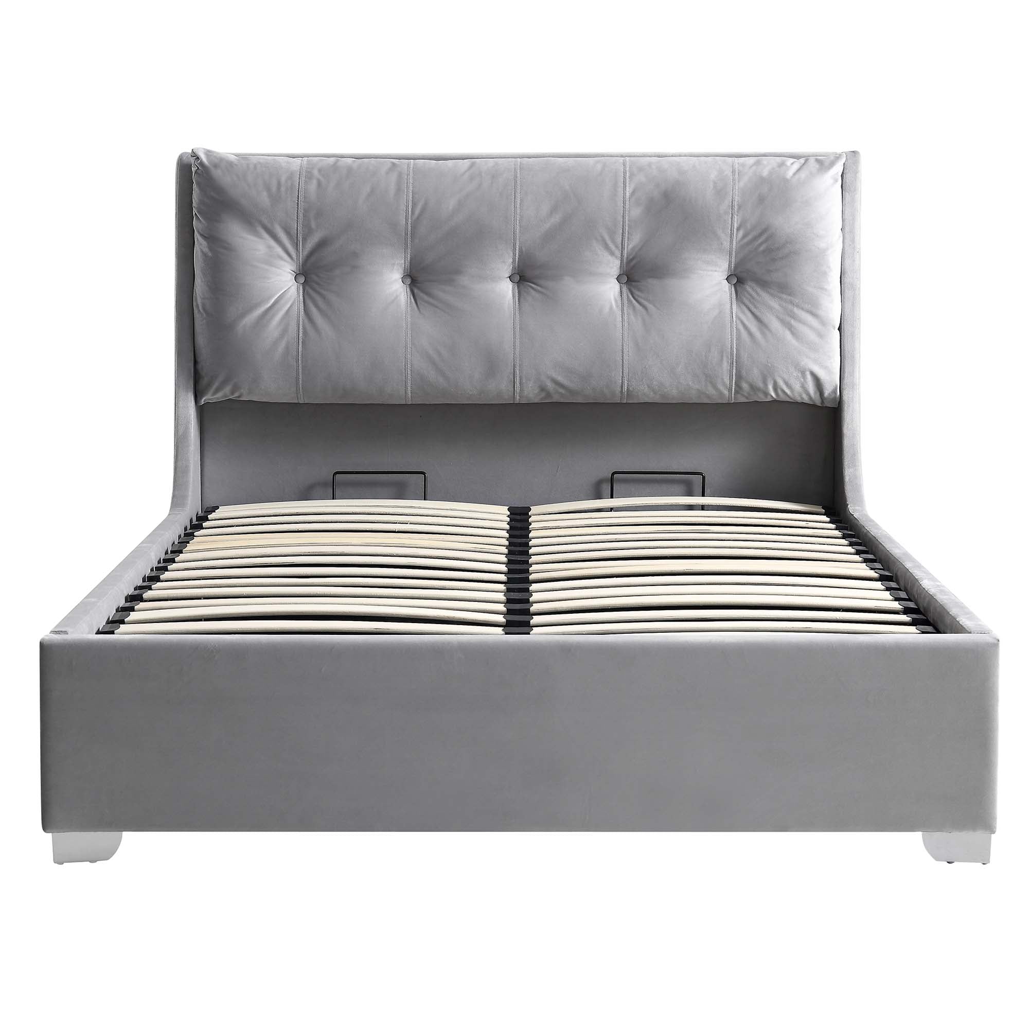 Hadley Grey Velvet Ottoman Storage Bed