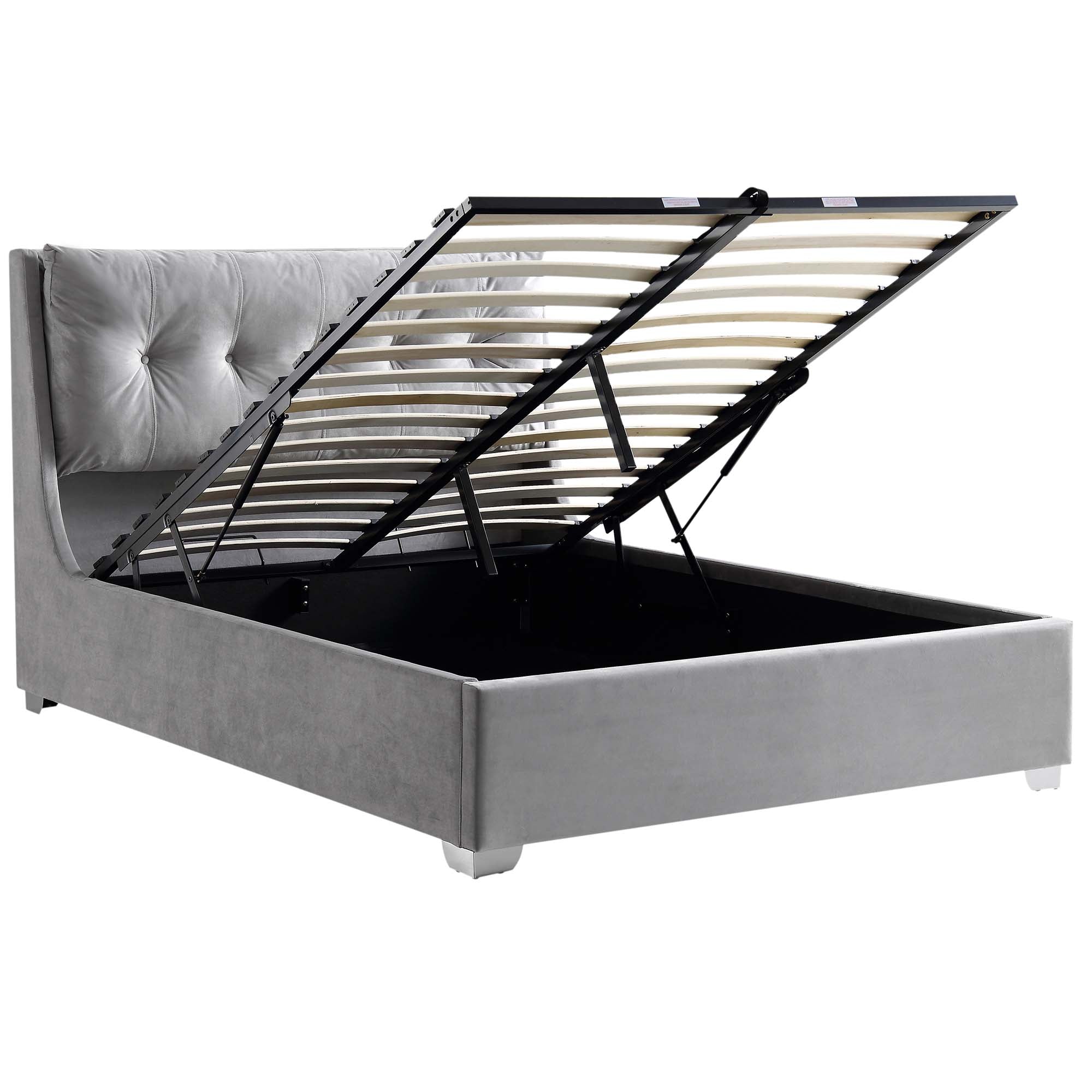 Hadley Grey Velvet Ottoman Storage Bed