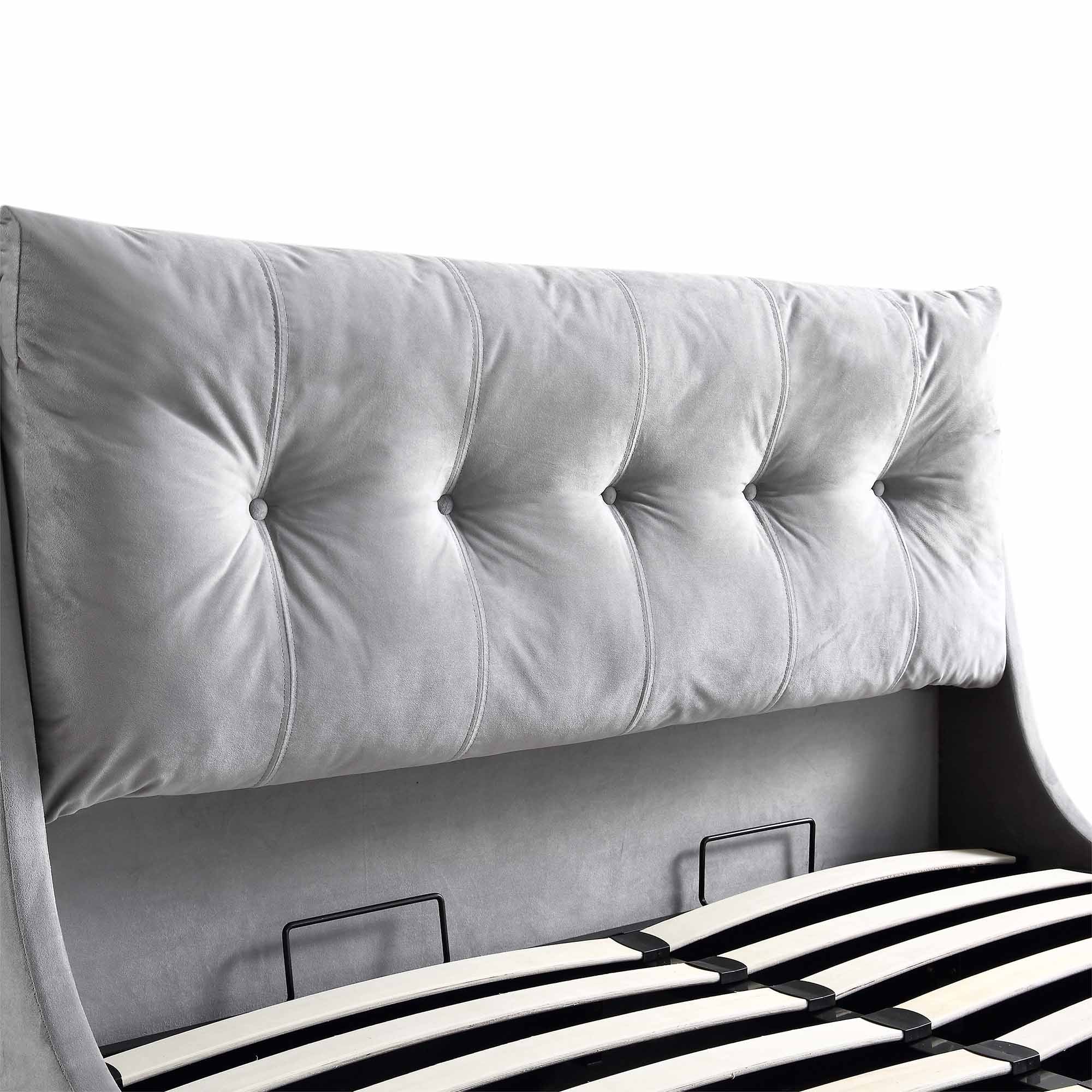 Hadley Grey Velvet Ottoman Storage Bed