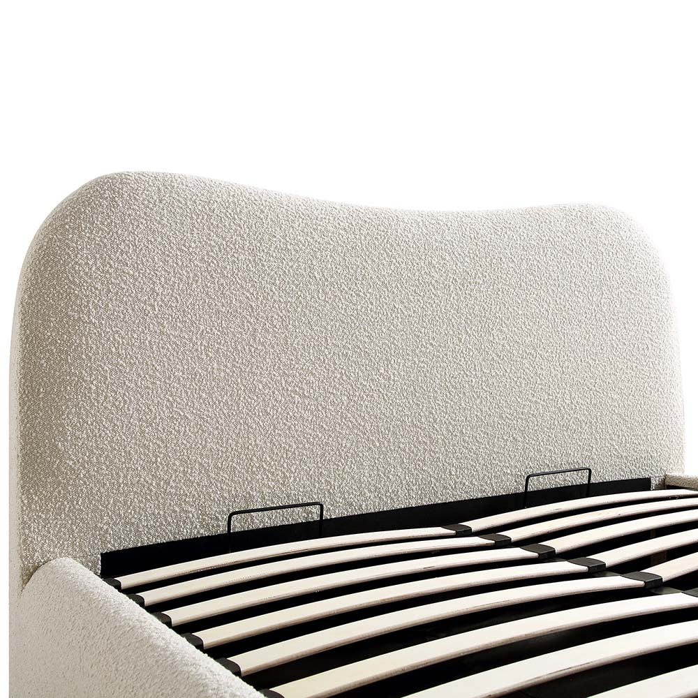 Egerie Curved Headboard Beige Boucle Ottoman Storage Bed