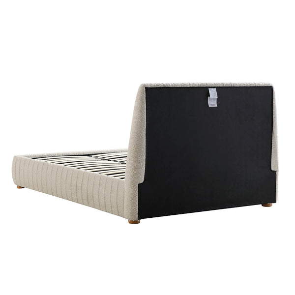 Helia Pleated Ottoman Storage Bed, Beige Boucle