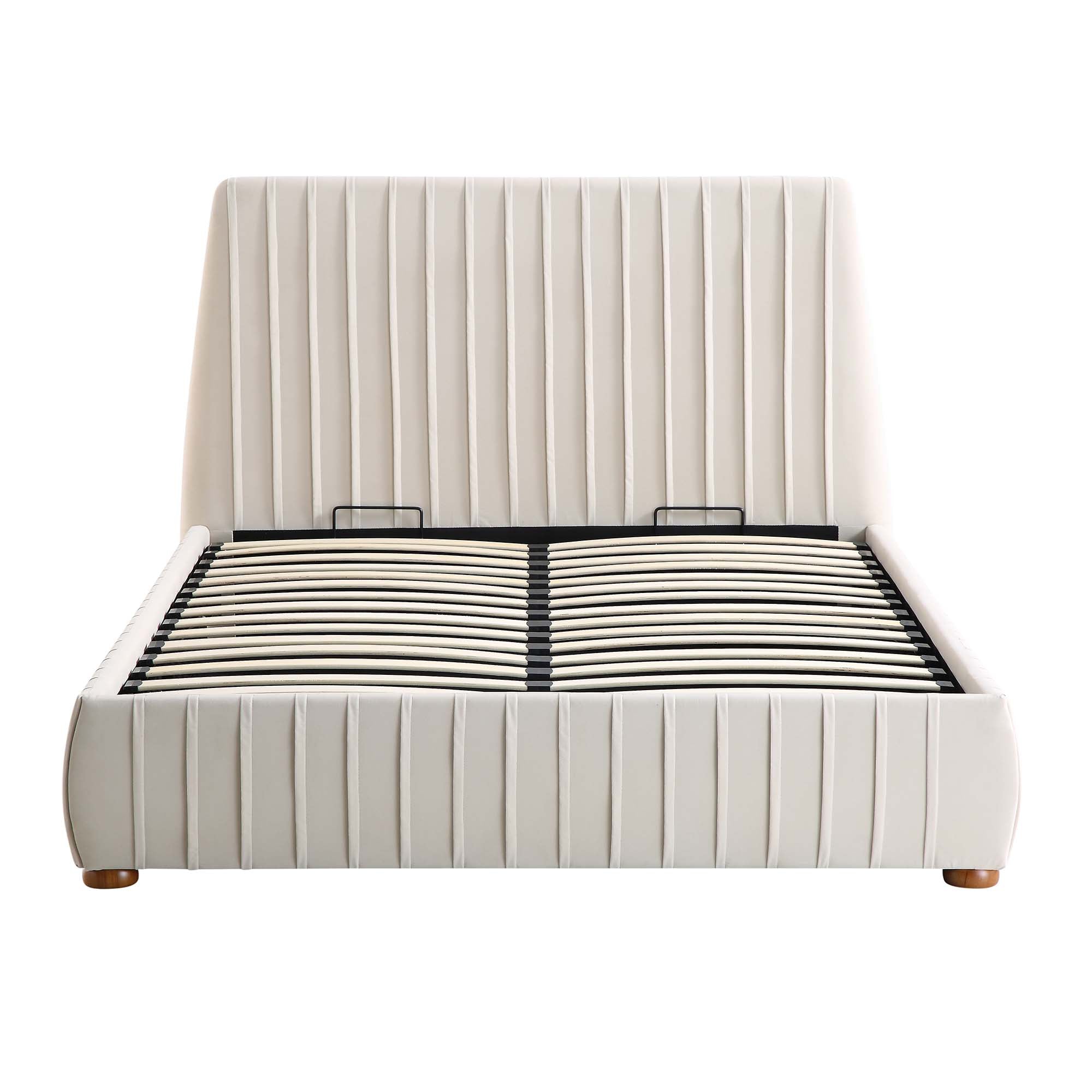 Helia Pleated Ottoman Storage Bed, Champagne Velvet