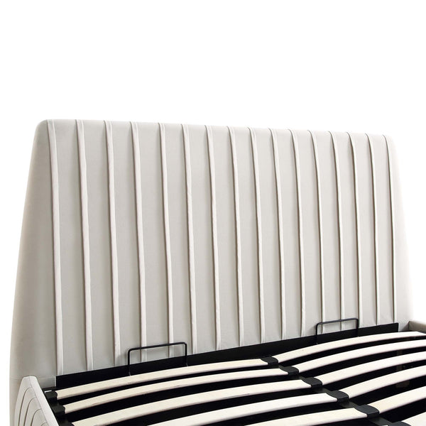 Helia Pleated Ottoman Storage Bed, Champagne Velvet