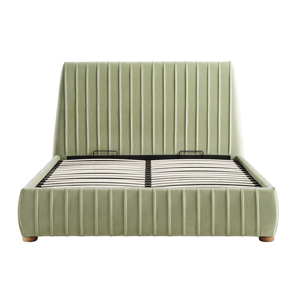 Helia Pleated Ottoman Storage Bed, Lichen Velvet