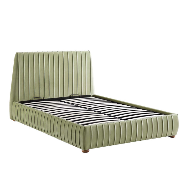 Helia Pleated Ottoman Storage Bed, Lichen Velvet