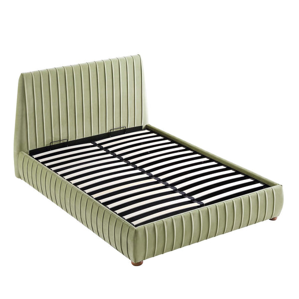 Helia Pleated Ottoman Storage Bed, Lichen Velvet