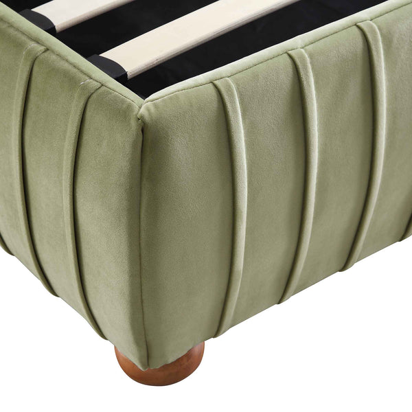 Helia Pleated Ottoman Storage Bed, Lichen Velvet