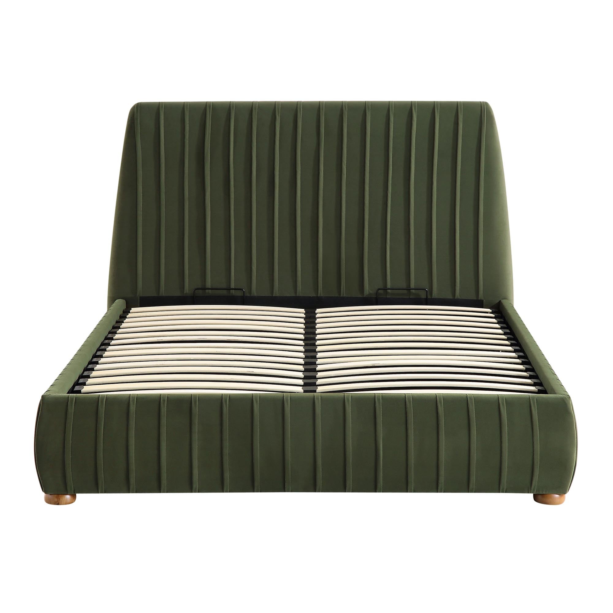 Helia Pleated Ottoman Storage Bed, Moss Green Velvet