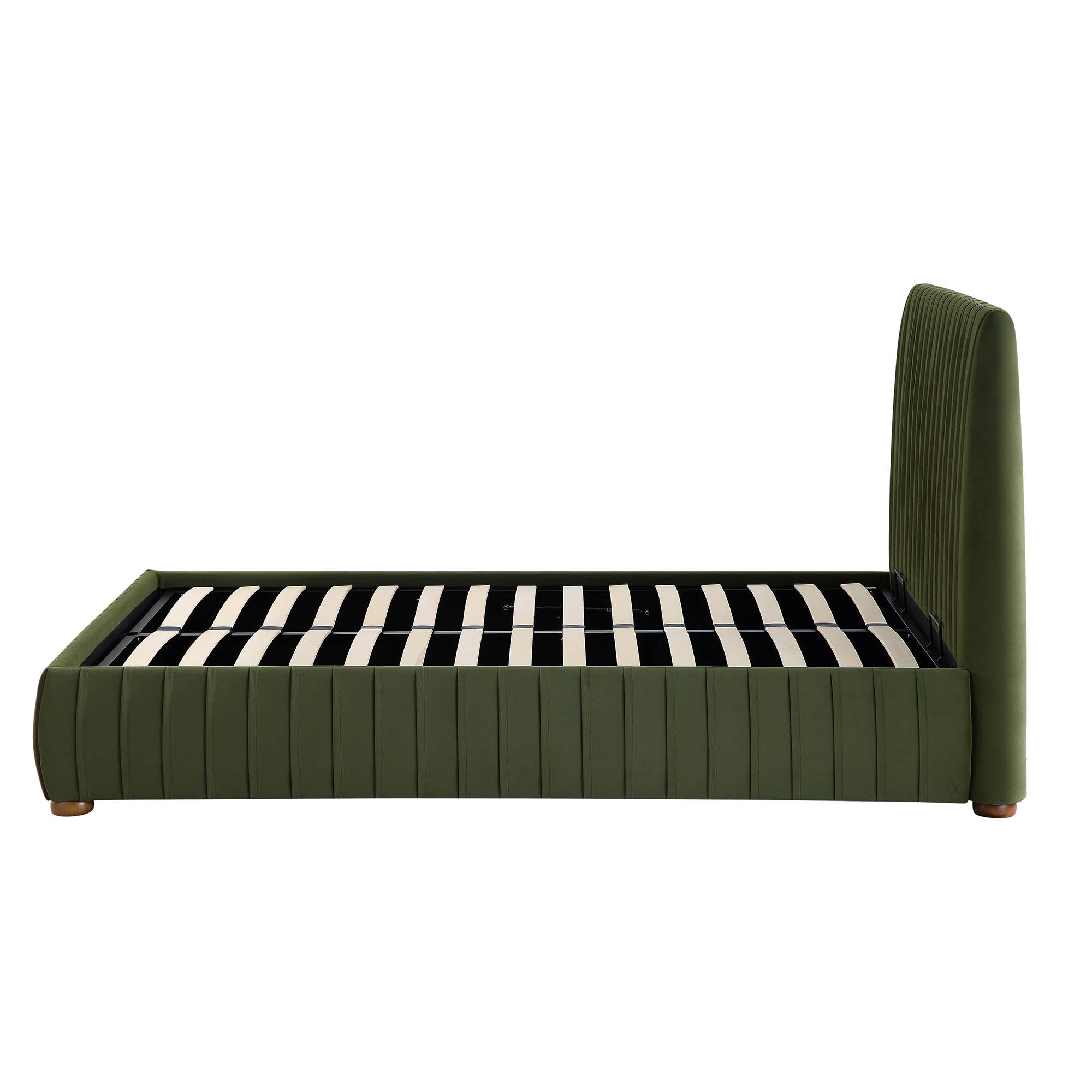 Helia Pleated Ottoman Storage Bed, Moss Green Velvet