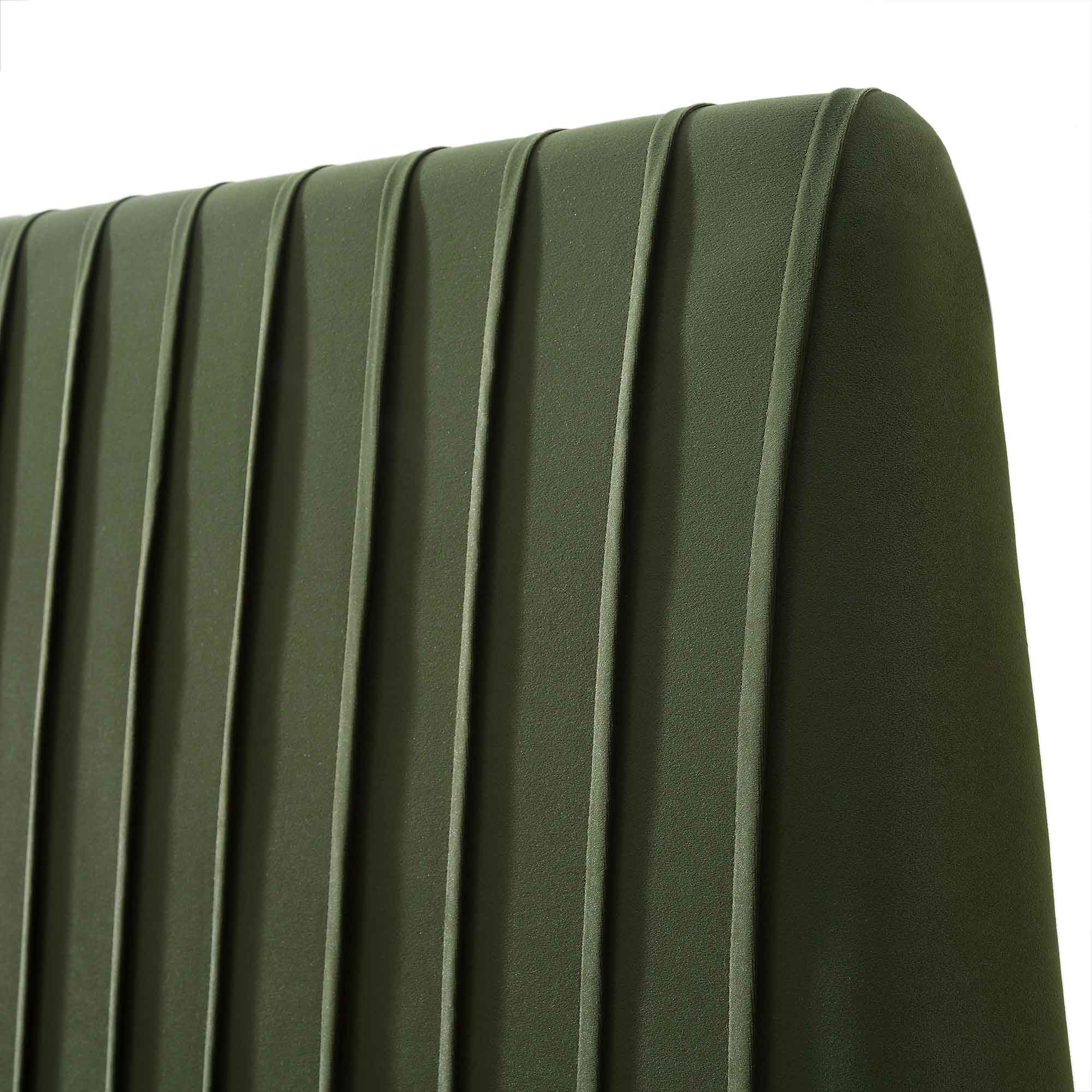 Helia Pleated Ottoman Storage Bed, Moss Green Velvet