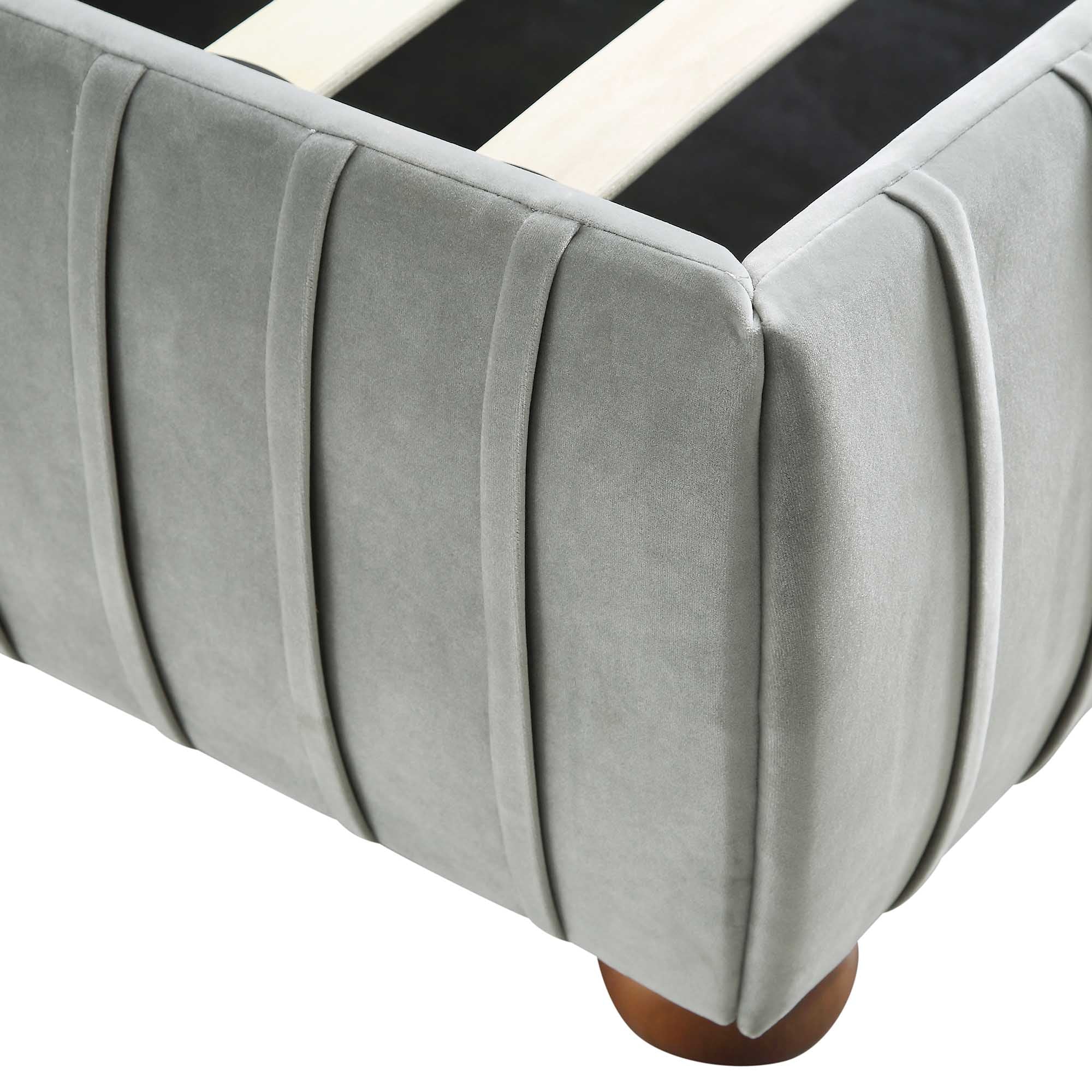 Helia Pleated Ottoman Storage Bed, Silver Grey Velvet