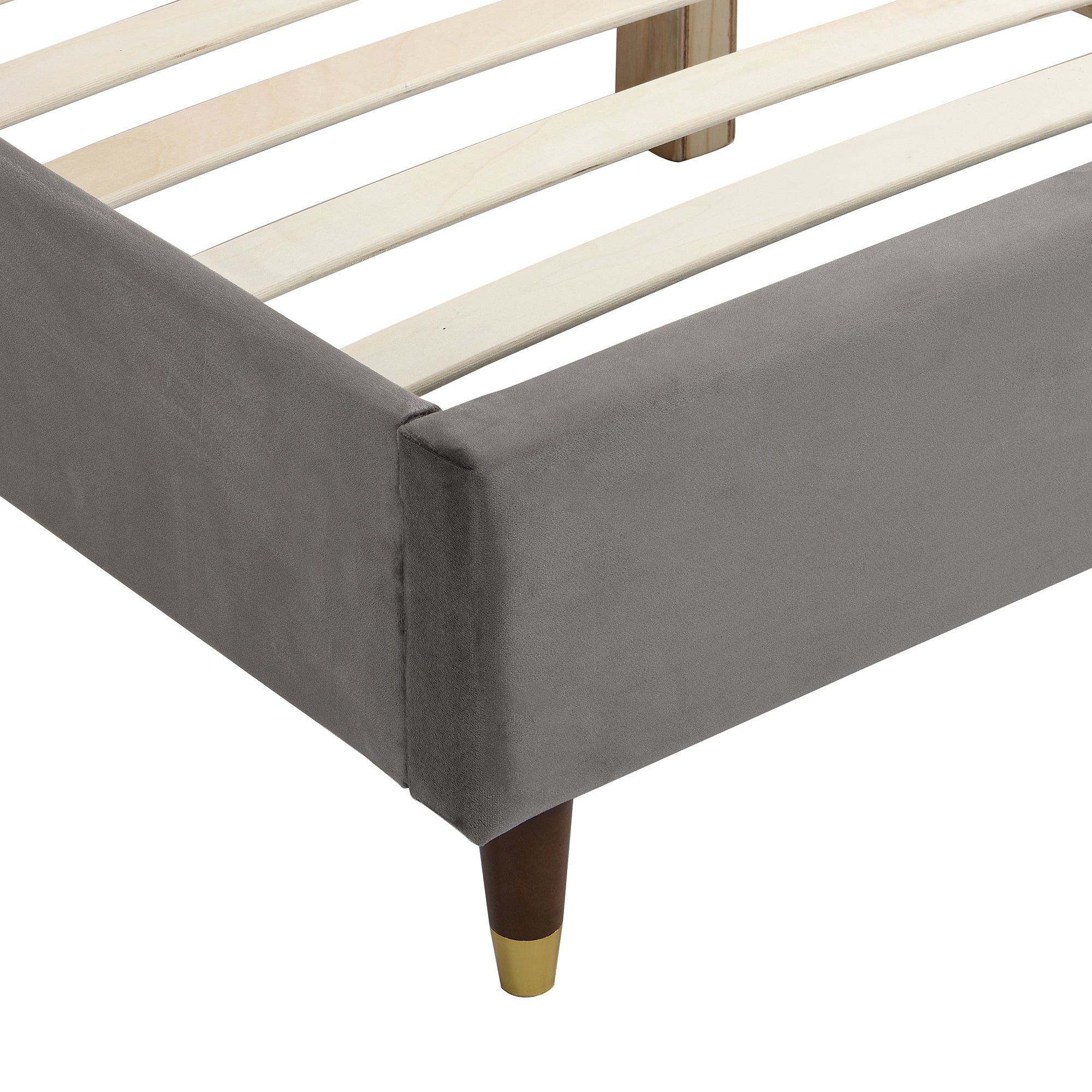 Eleanor Grey Velvet Upholstered Bed Frame with Domed Headboard