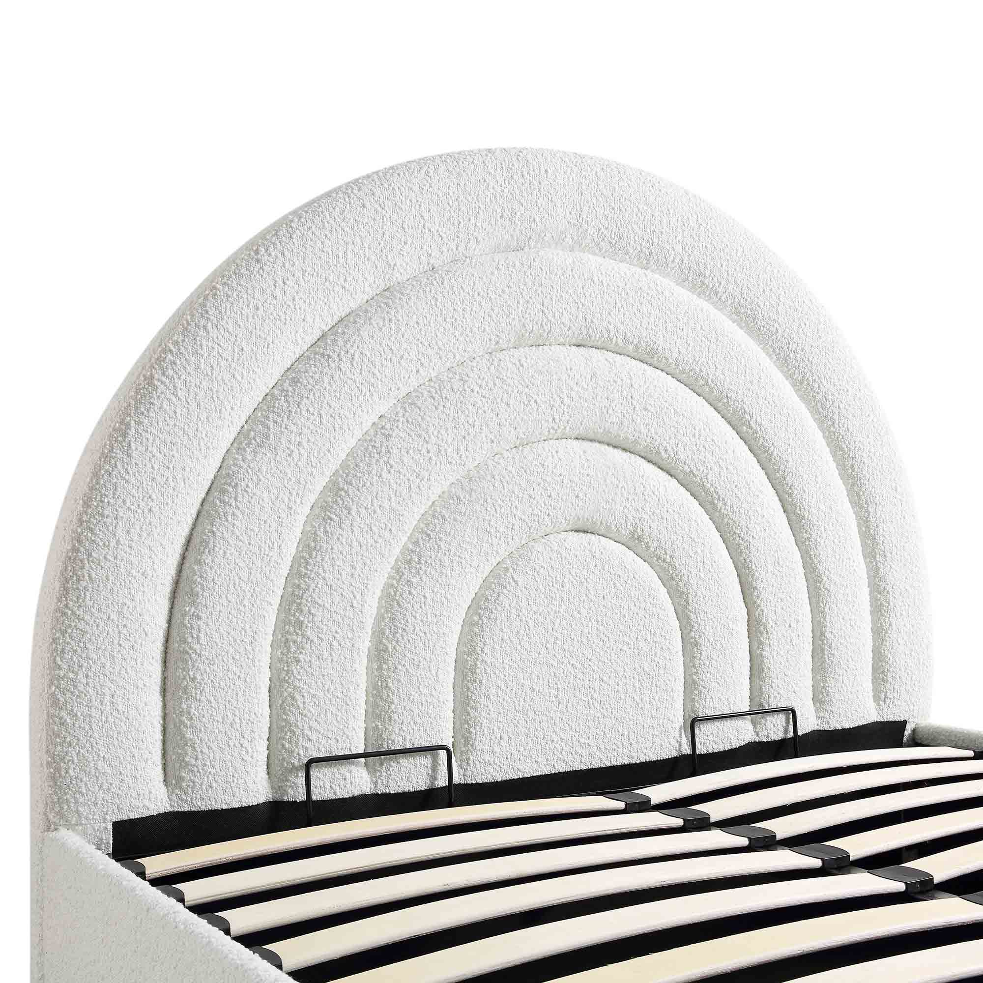 Archer White Boucle Ottoman Storage Bed