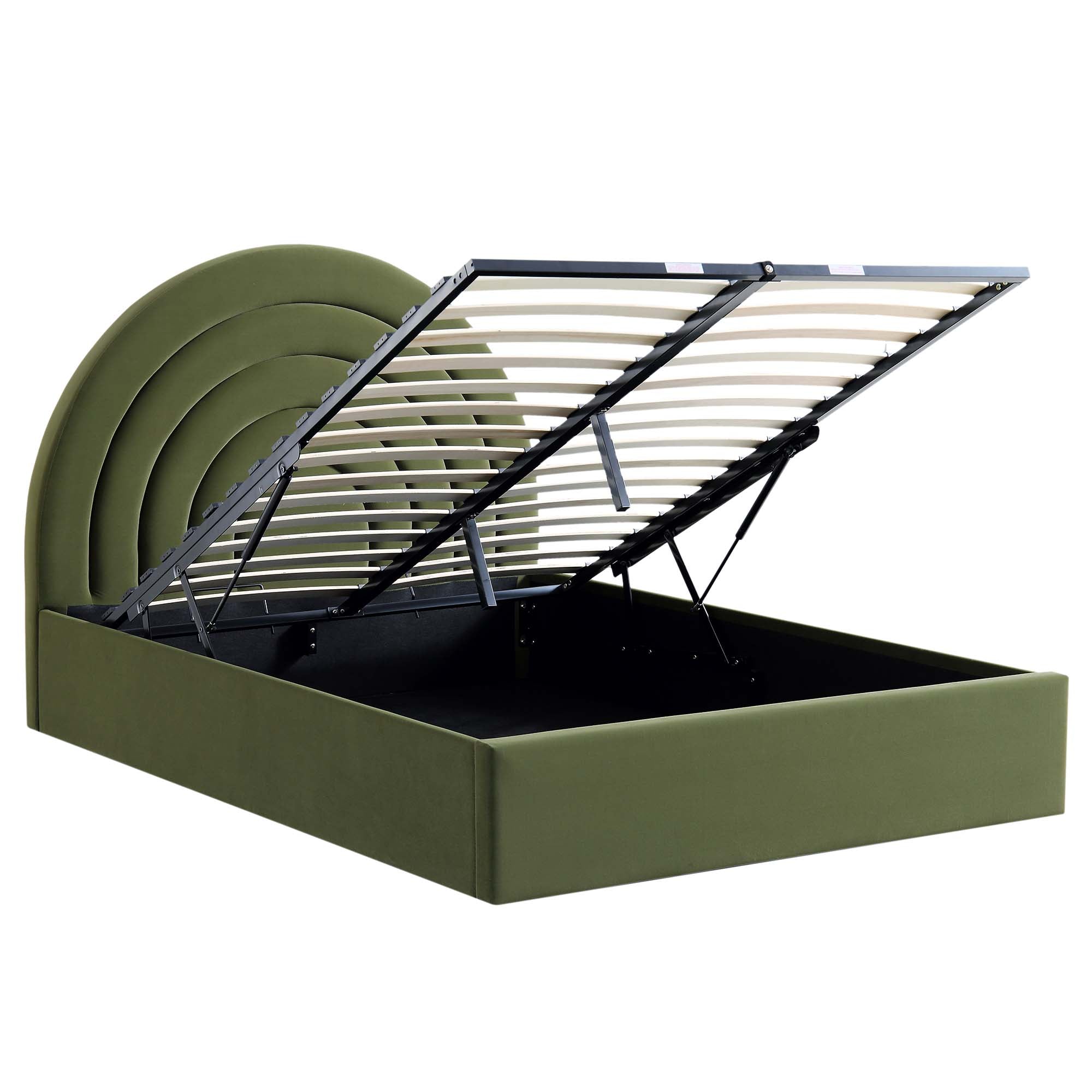 Archer Moss Green Velvet Ottoman Storage Bed