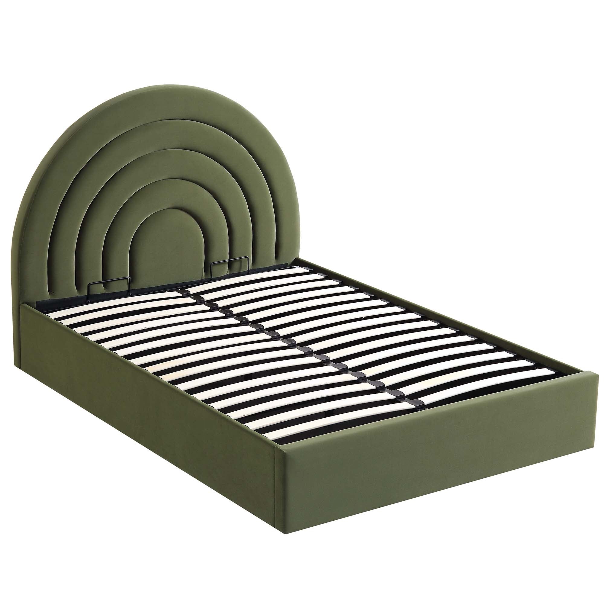 Archer Moss Green Velvet Ottoman Storage Bed