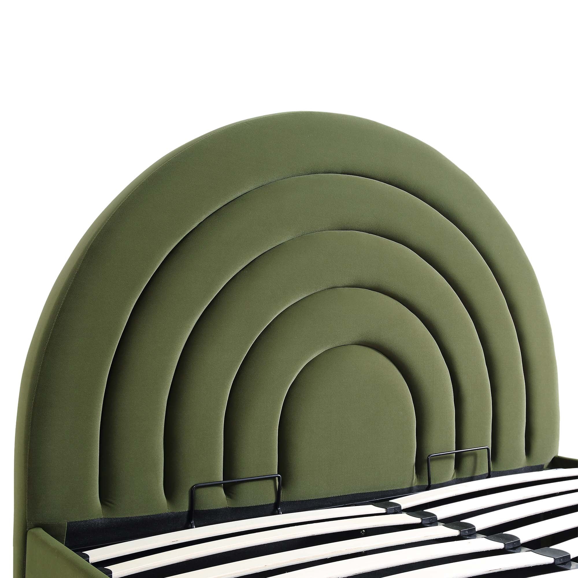 Archer Moss Green Velvet Ottoman Storage Bed