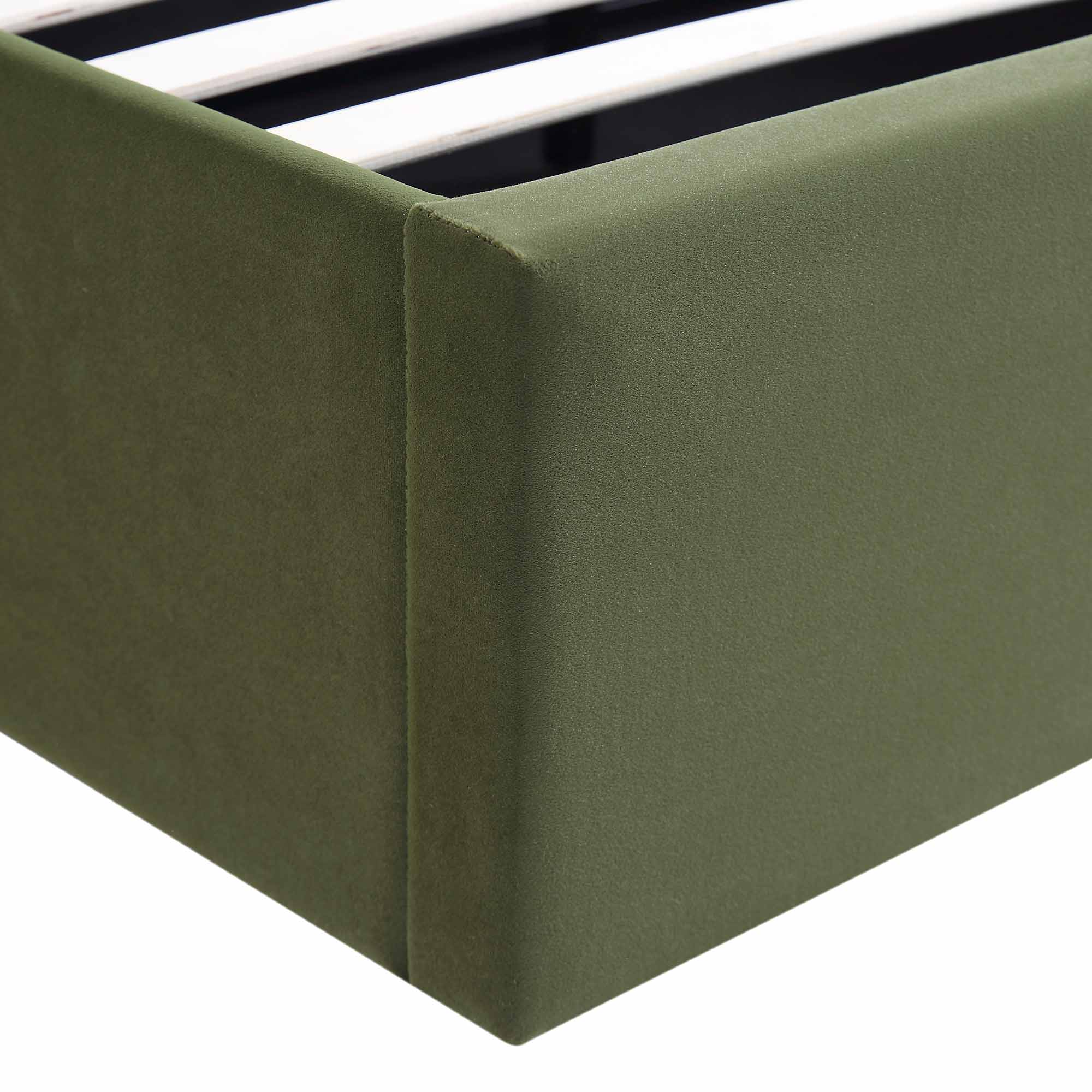 Archer Moss Green Velvet Ottoman Storage Bed