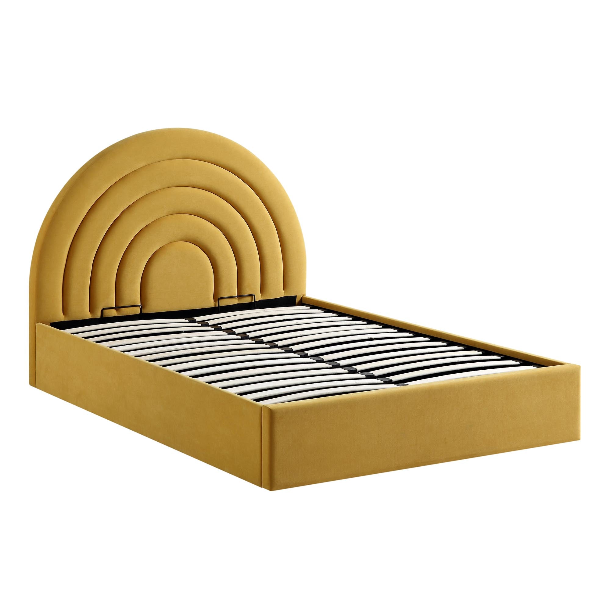 Archer Mustard Yellow Velvet Ottoman Storage Bed