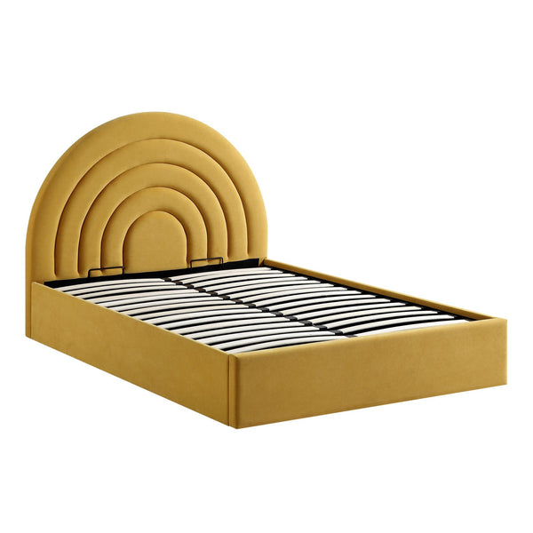 Archer Mustard Yellow Velvet Ottoman Storage Bed