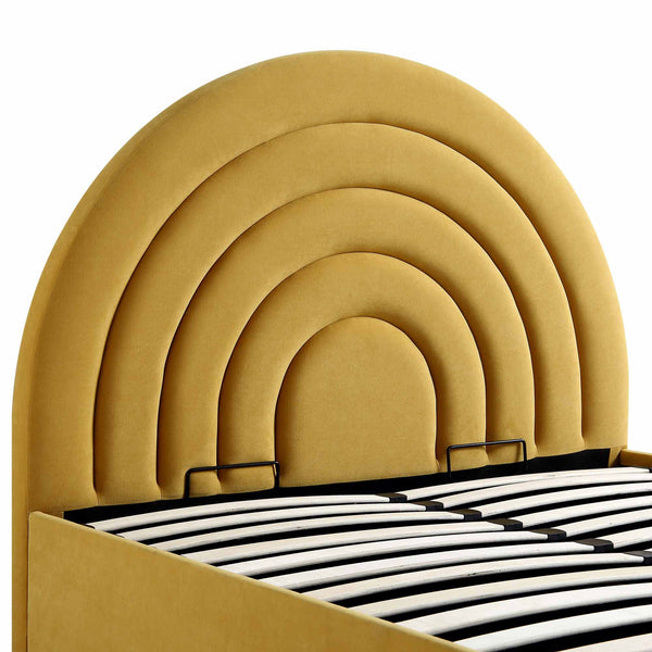 Archer Mustard Yellow Velvet Ottoman Storage Bed