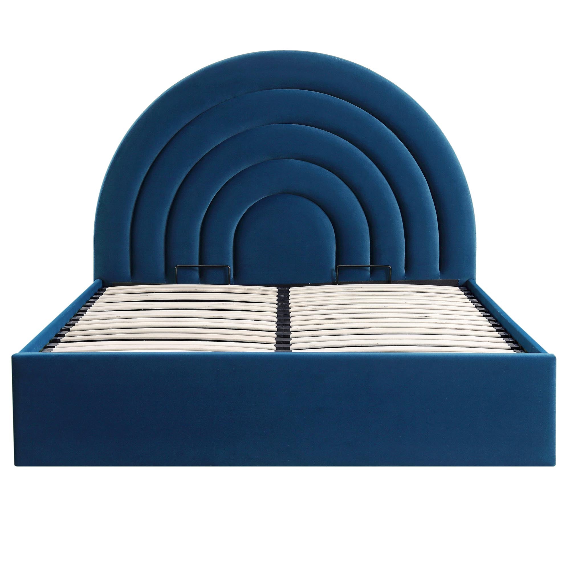 Archer Navy Blue Velvet Ottoman Storage Bed