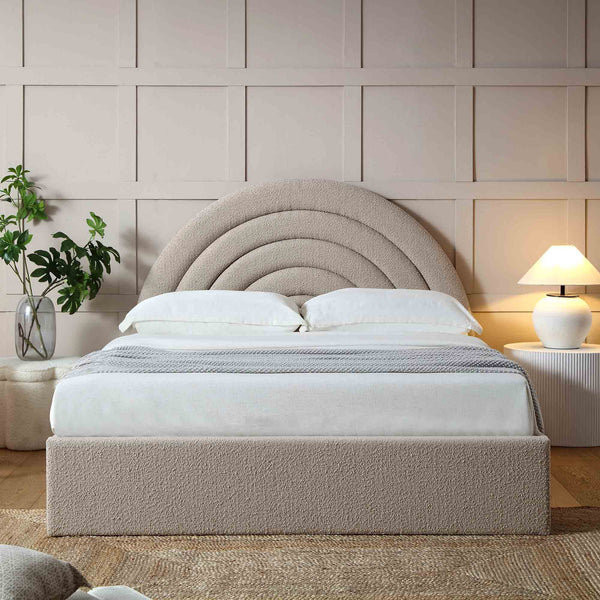 Archer Taupe Boucle Ottoman Storage Bed