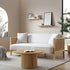 Pienza Solid Wood and Cane Sofa Bed, Beige Woven Fabric with Natural Frame