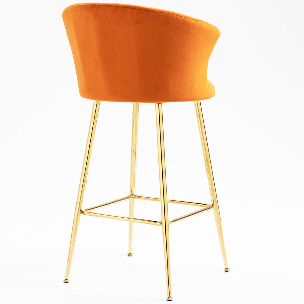 Kylie Set of 2 Orange Velvet Bar Stools