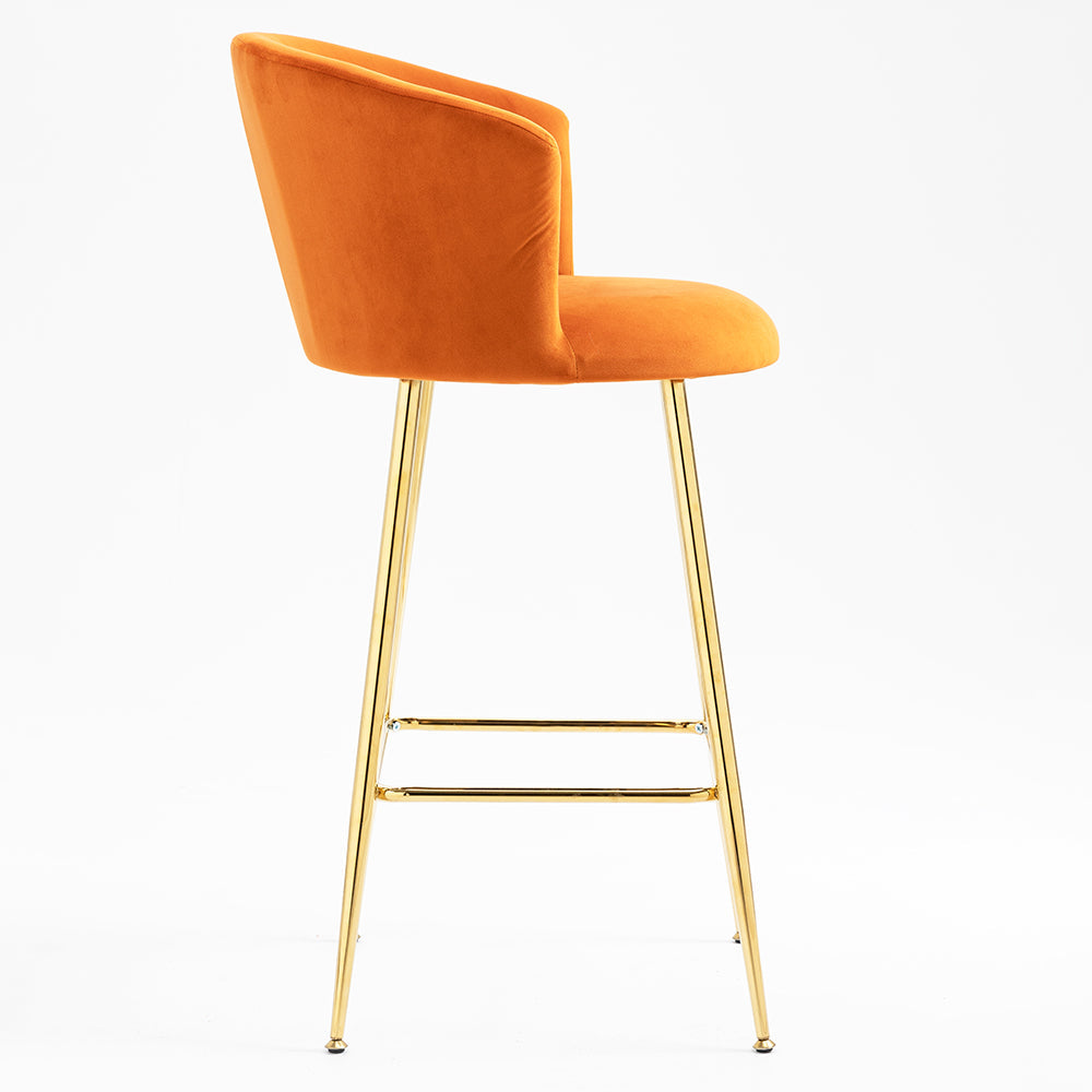 Kylie Set of 2 Orange Velvet Bar Stools