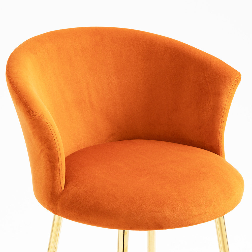 Kylie Set of 2 Orange Velvet Bar Stools