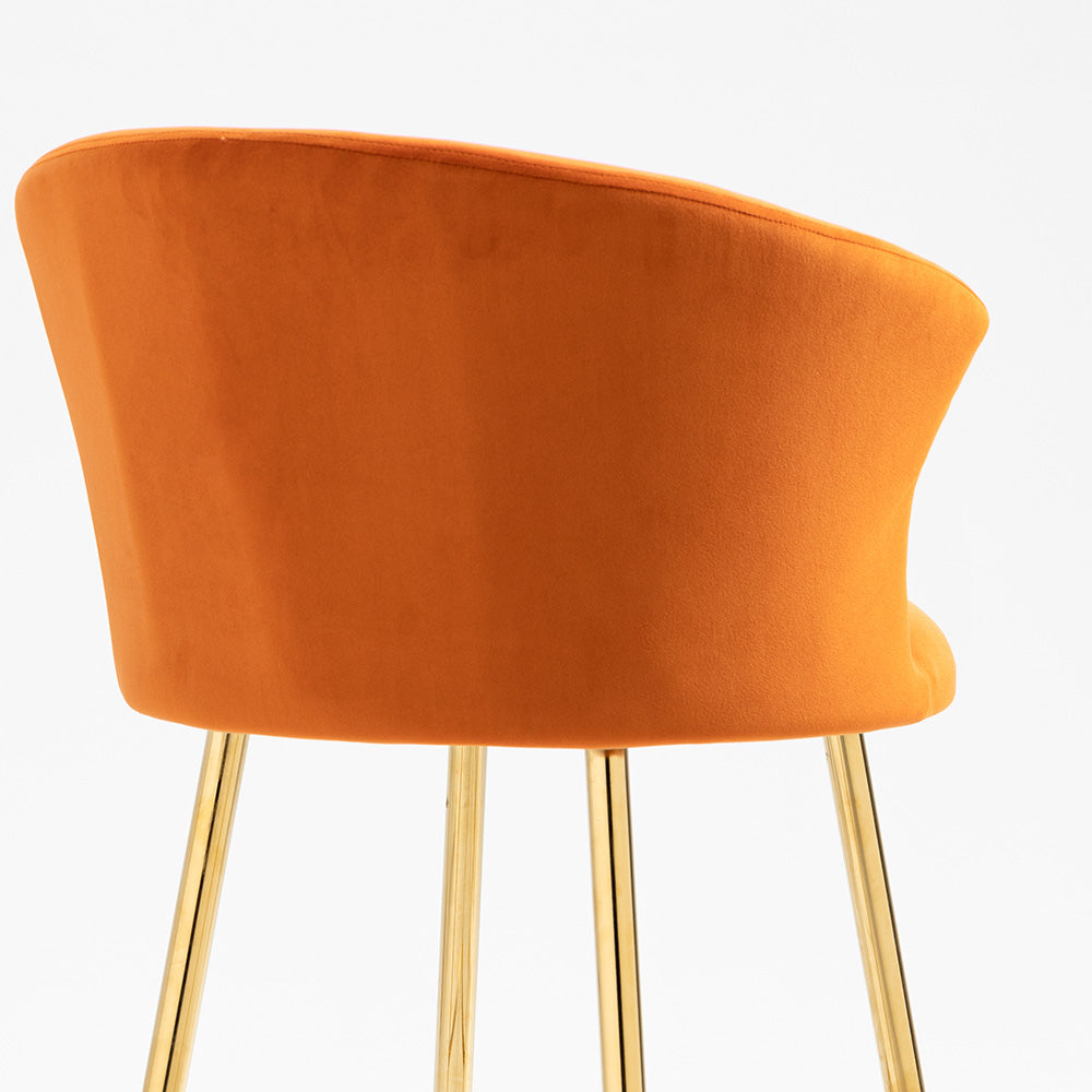 Kylie Set of 2 Orange Velvet Bar Stools