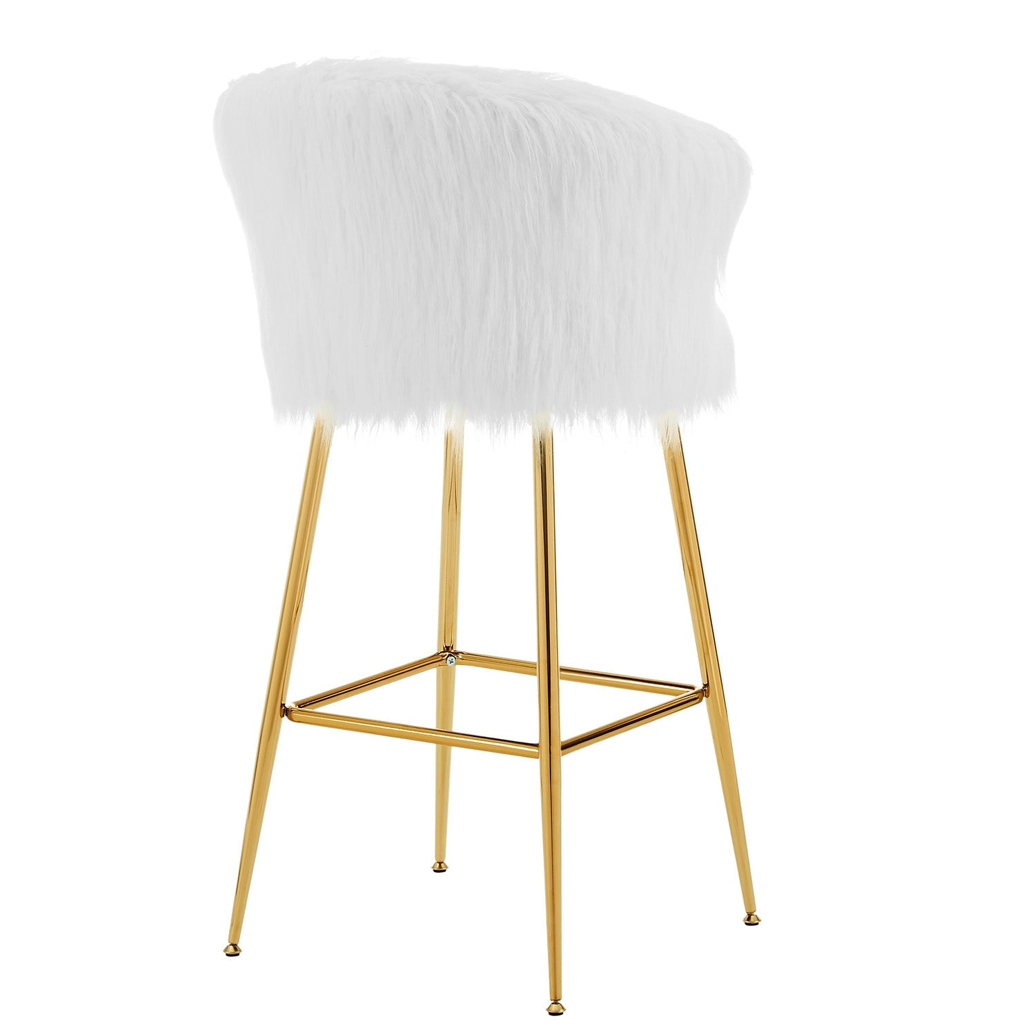 Kylie Set of 2 White Plush Shaggy Faux Fur Bar Stools