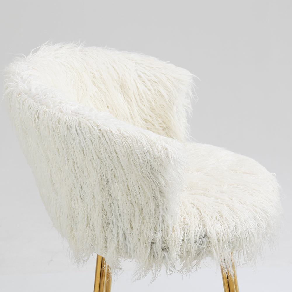 Kylie Set of 2 White Plush Shaggy Faux Fur Bar Stools